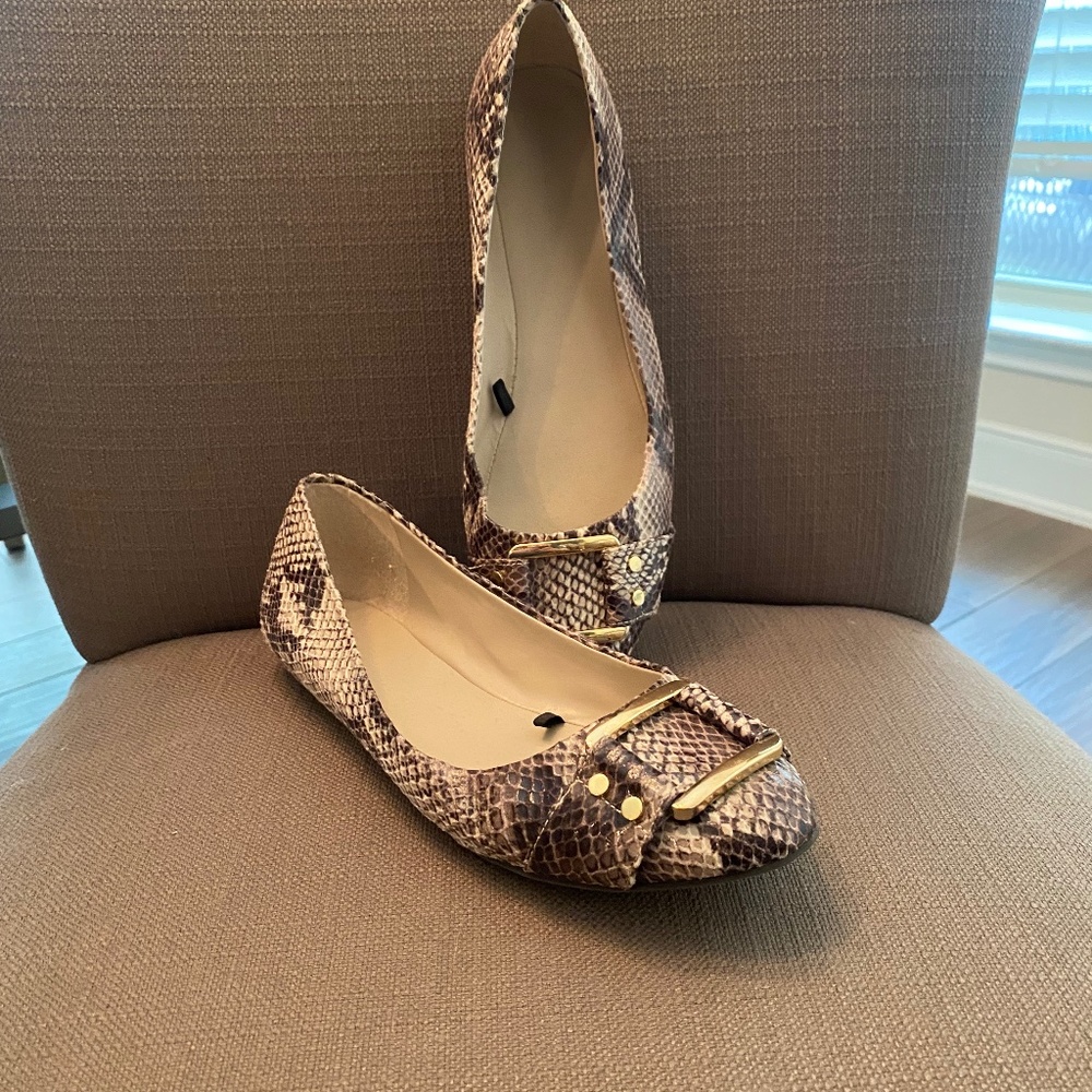 Banana Republic Snake Print Flats with Gold Accents